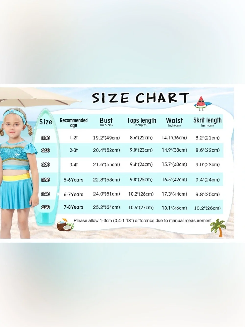 Princess Jasmine Swimsuit Kids, Size 2T-3T (110), 3 pc. New,Ruffles Fancy Swimwe